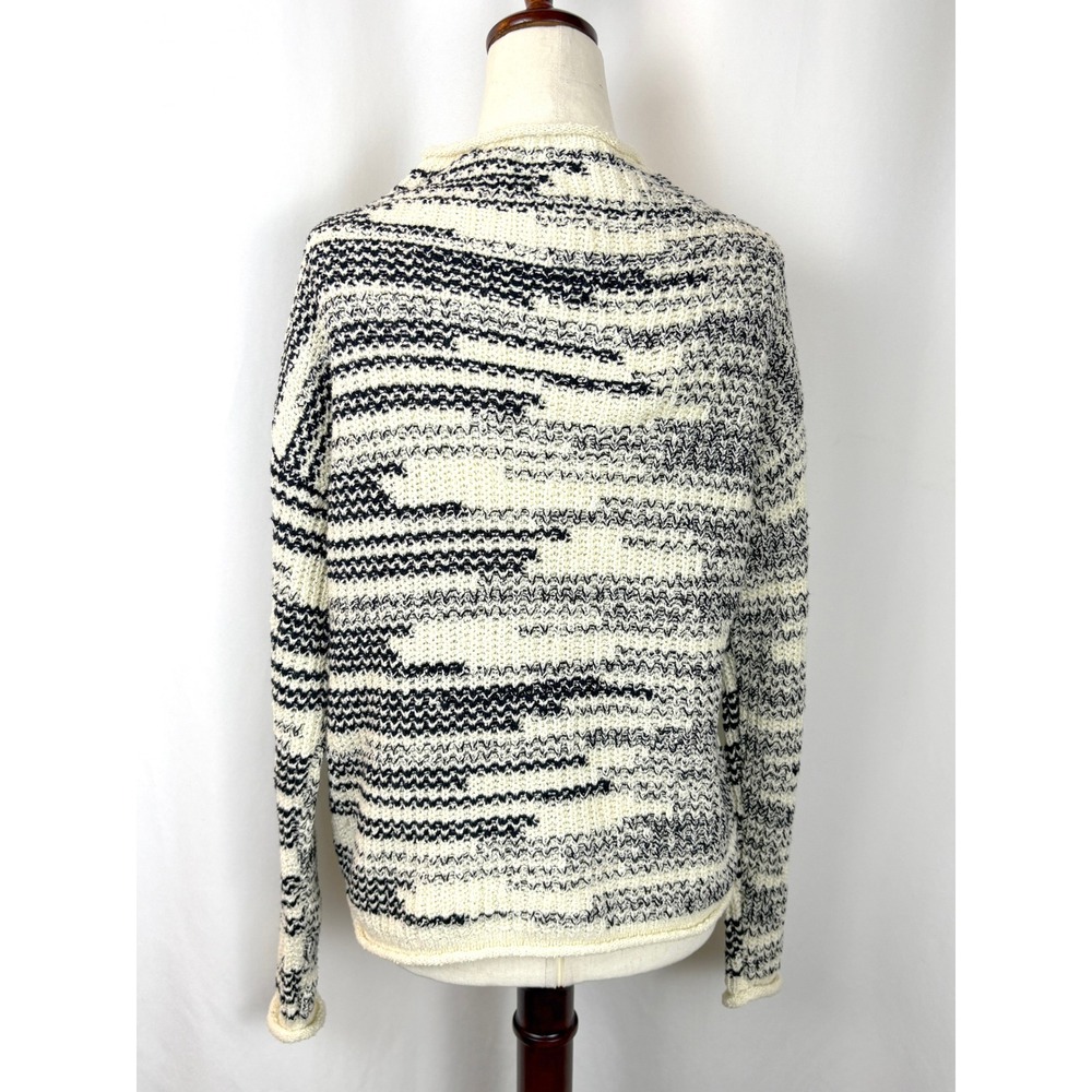 Garnet Hill Artemis Organic Cotton Roll Neck Rollneck Space Dye Coastal Sweater - Picture 5 of 9